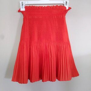 Orange Pleated Skirt